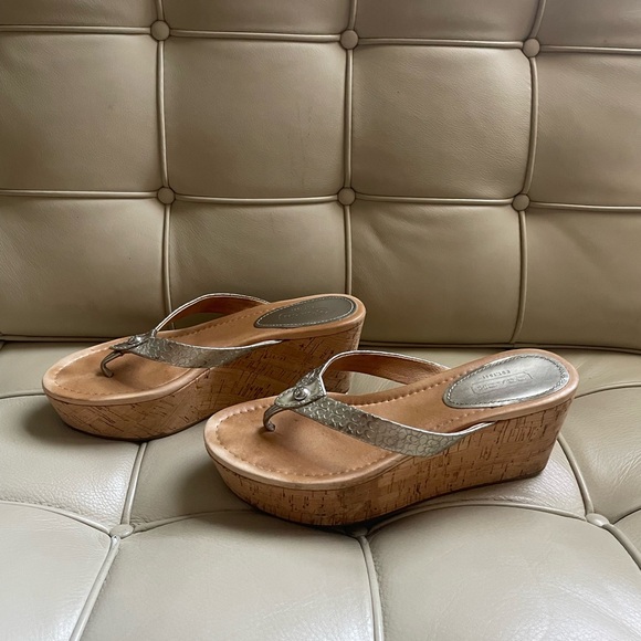 Coach Metallic Silver Women's Sandals - Picture 1 of 6